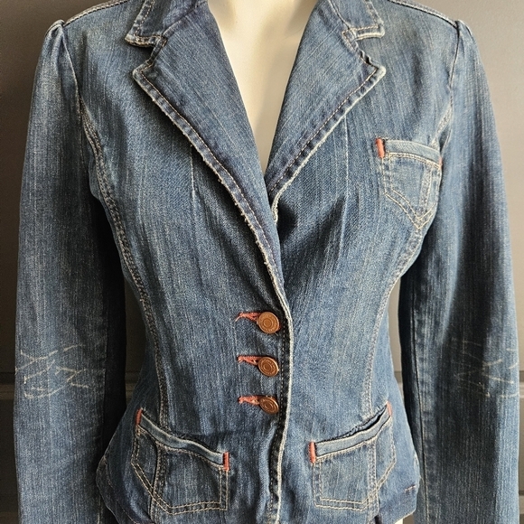 Calvin Klein Jean Jacket Embroidery Medium Wash Size Small - Picture 2 of 11